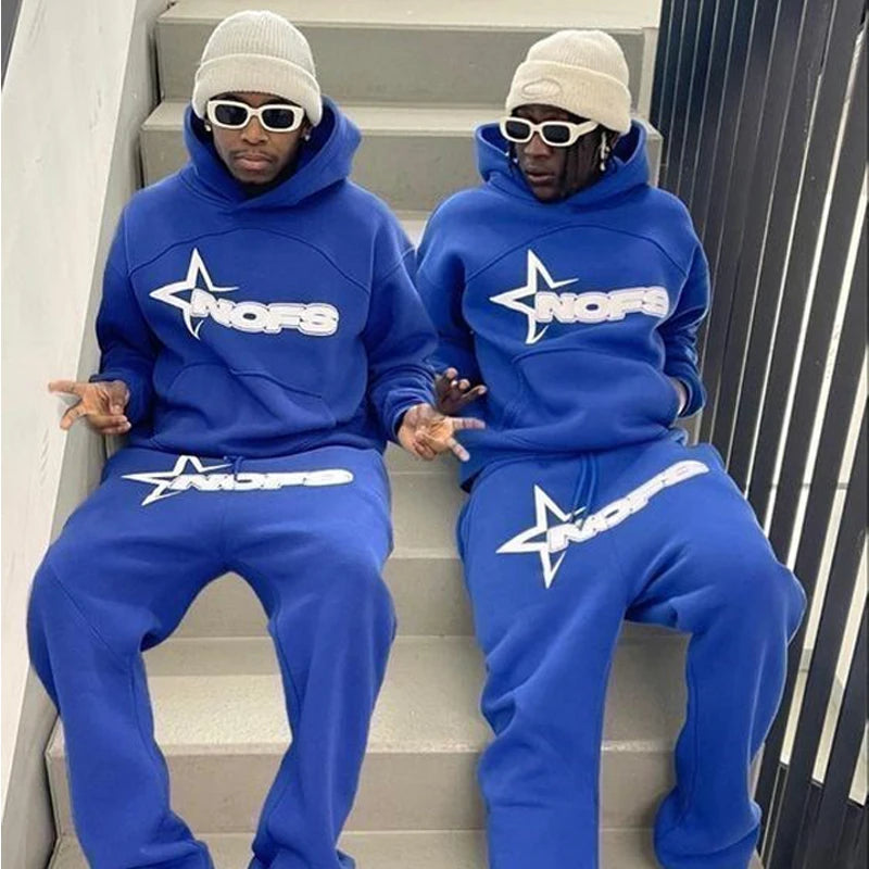 2024 New sweatsuit Letter Printing Streetwear Y2K Men's Hip Hop Oversized Hoodie Sweatshirt Sweatpant Casual Pants Sportswear
