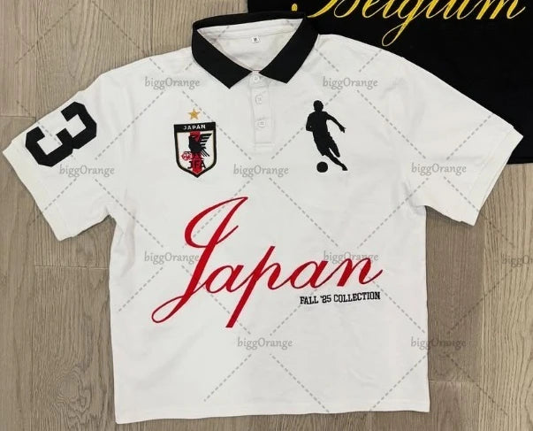 High Street Trendy Brand Harajuku Streetwear Polo Shirt Men Hip Hop Gothic Punk Retro Lapel T-shirt Casual Y2K Graphic Top Women