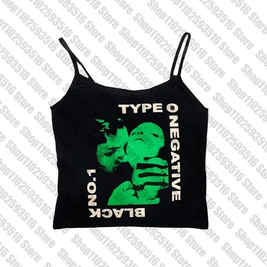 Y2k tank top Print Emo Punk Stree Graphics Camisole Top Grunge Crop Top Vintage Gothic Women Corset Summer Tank Top Baby Tee