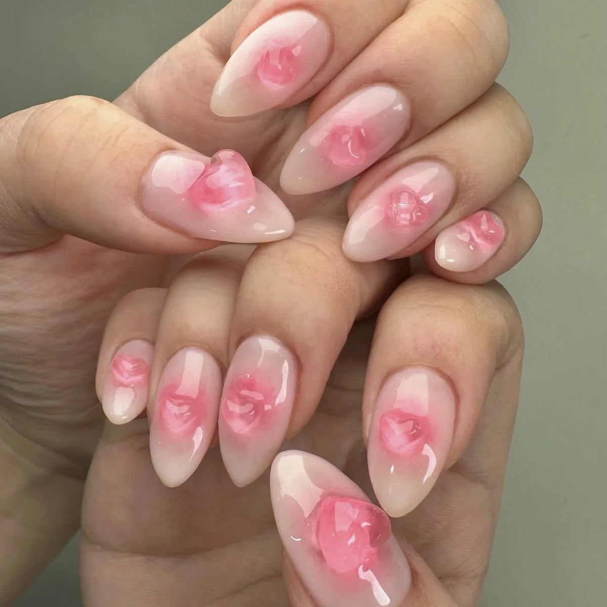 24pcs Long Batte False Nail Pink Lips Love Design Women Fake Nails Sweet Style Press on Nail Tips Valentine's Day Nail Supplies