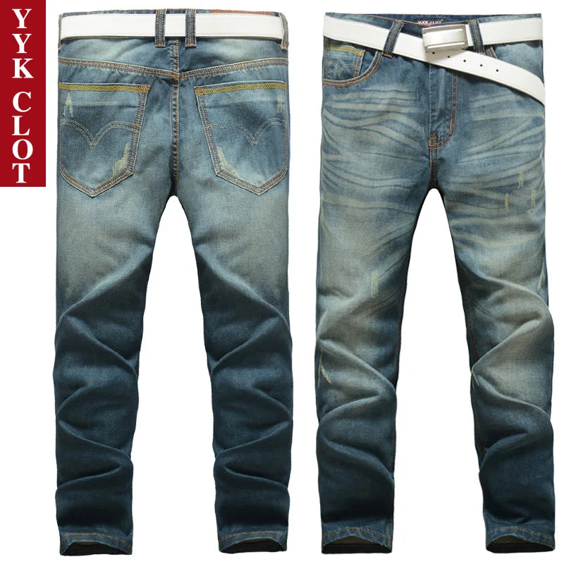 Denim washed Holes Ripped Patchwork denim Streetwear Light Blue Denim Slim Skinny Pencil Pants Oversize men Trousers jean man