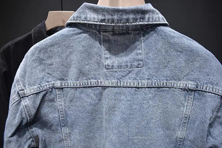 Cowboy Coat for Men Pockets Plus Size Casual Slim Autumn Denim Jackets Man Menswear Japanese Retro Cowgirl Original Trendy Rock