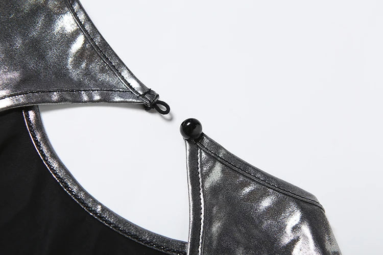 Silky Backless Sleeveless Shiny Romper — Women's Clubwear
