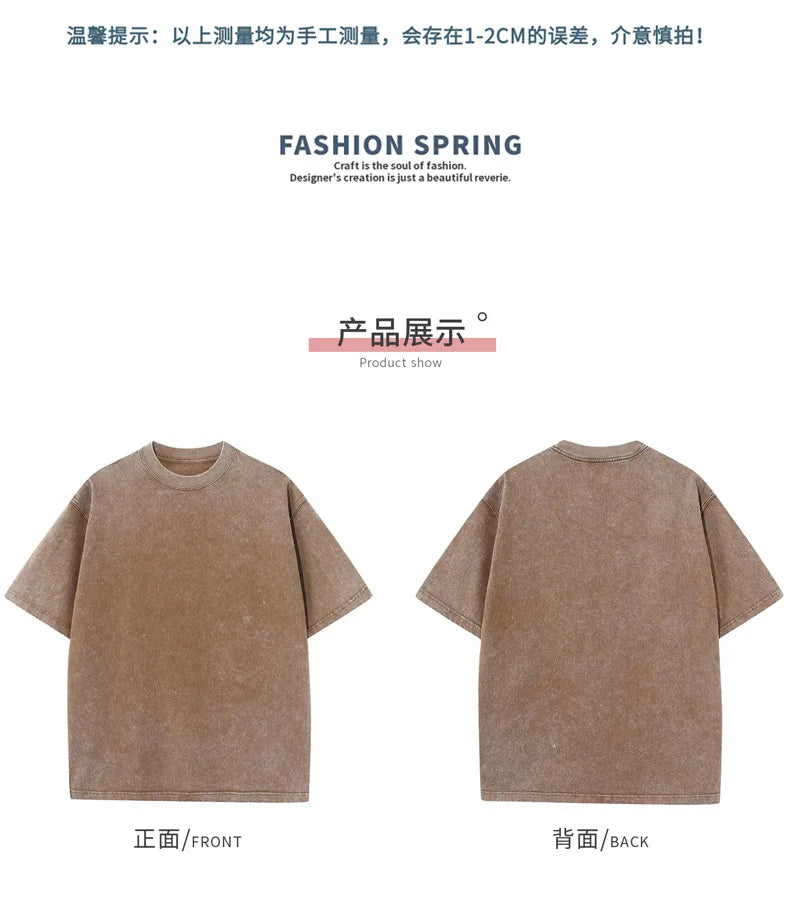Hip Hop t shirt Men fashion Cotton Harajuku Multicolors Oversized Washed T-shirt women Unisex Summer Retro Short Sleeve Tee top