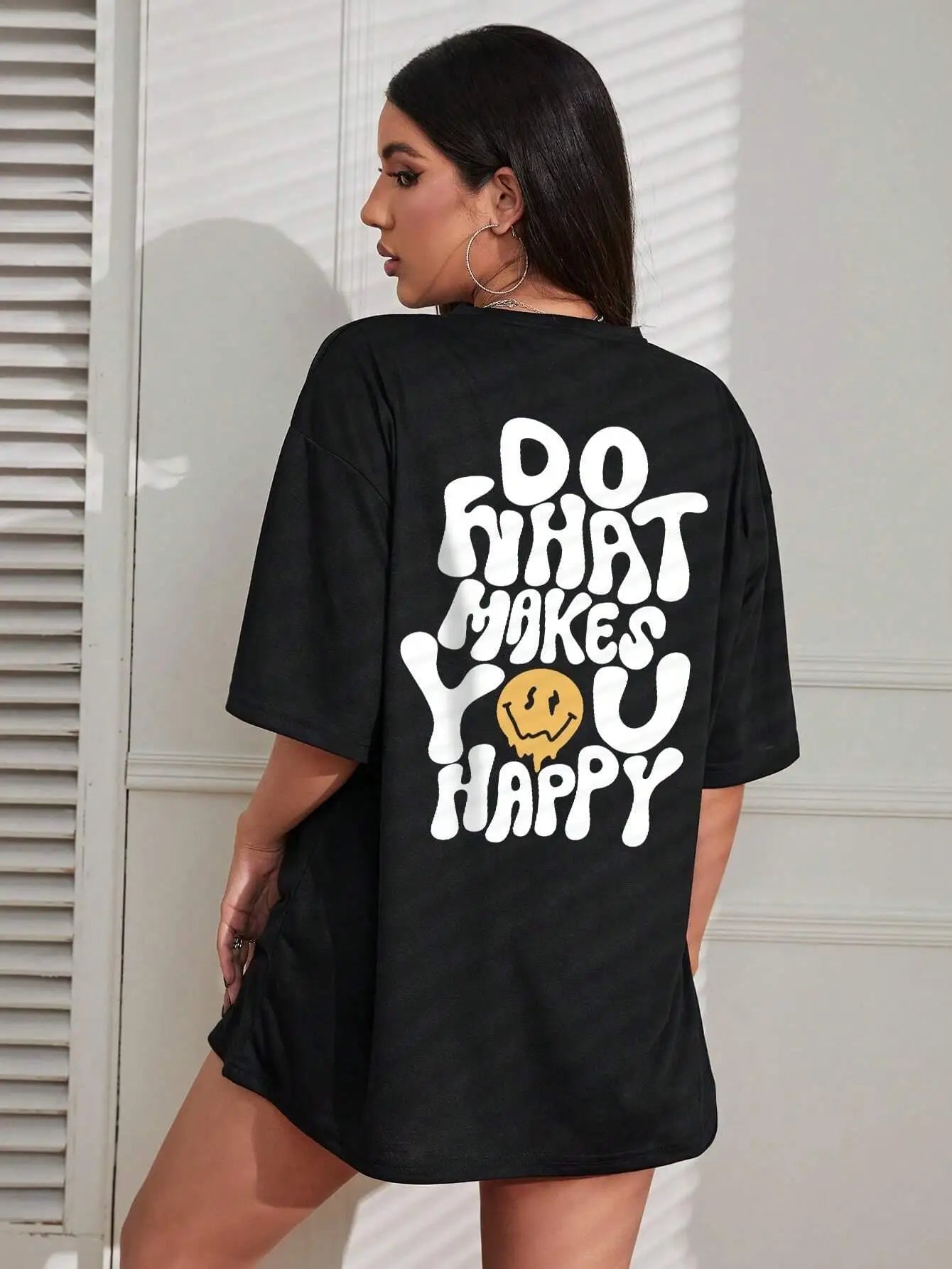 Do What Makes You Happy Funny Letter Graphic T Shirt Women Street Casual Tees Soft Short Sleeve Cotton Oversized Tee Clothes