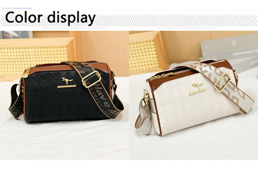 Famous Designer Women Messenger Bag PU Leather Checkered Crossbody Shoulder Bag