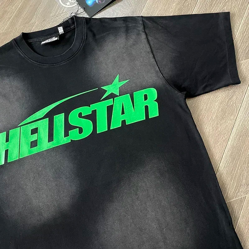 HS Gel Sport Logo Cotton wash short sleeve T-shirt European and American fashion