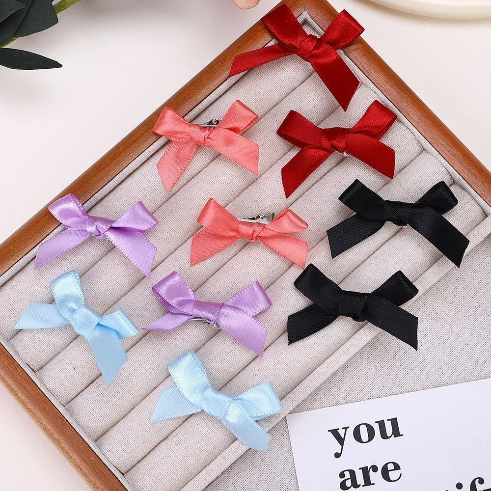 5-24Pcs Y2k Girls Bows Mini Hair Clips Metal Hairpin Headwear Barrette Handmade Ribbon Bow Bangs Clip Fashion Hair Accessories