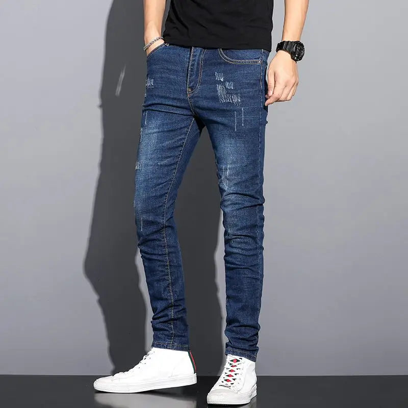 2025 Summer Thin Jeans Men's Korean Edition Fashion Trend Straight Leg Shorts Embroidered Cowboy Pants Black Blue Grey