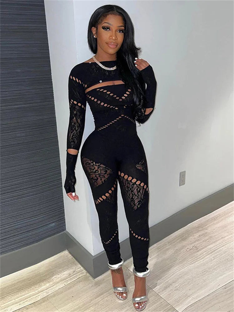 Club Outfits Sexy Jumpsuits for Women Short Sleeve Bodycon Rompers Jumpsuit Skinny Pink Mesh See Though One-piece Overalls 2024
