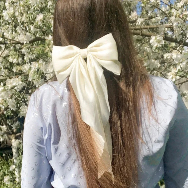 Women Girl Large Bow Hairpin Korean Headbands for Women Big Bowknot Barrettes Wedding Solid Color Ponytail Clip Hair Accessories