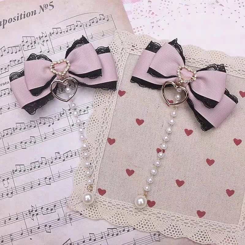 [1pair] Lolita cosplay Girl hairpin Bow barrette cute hair accessories japanese aesthetic hair clips y2k cute items for girls