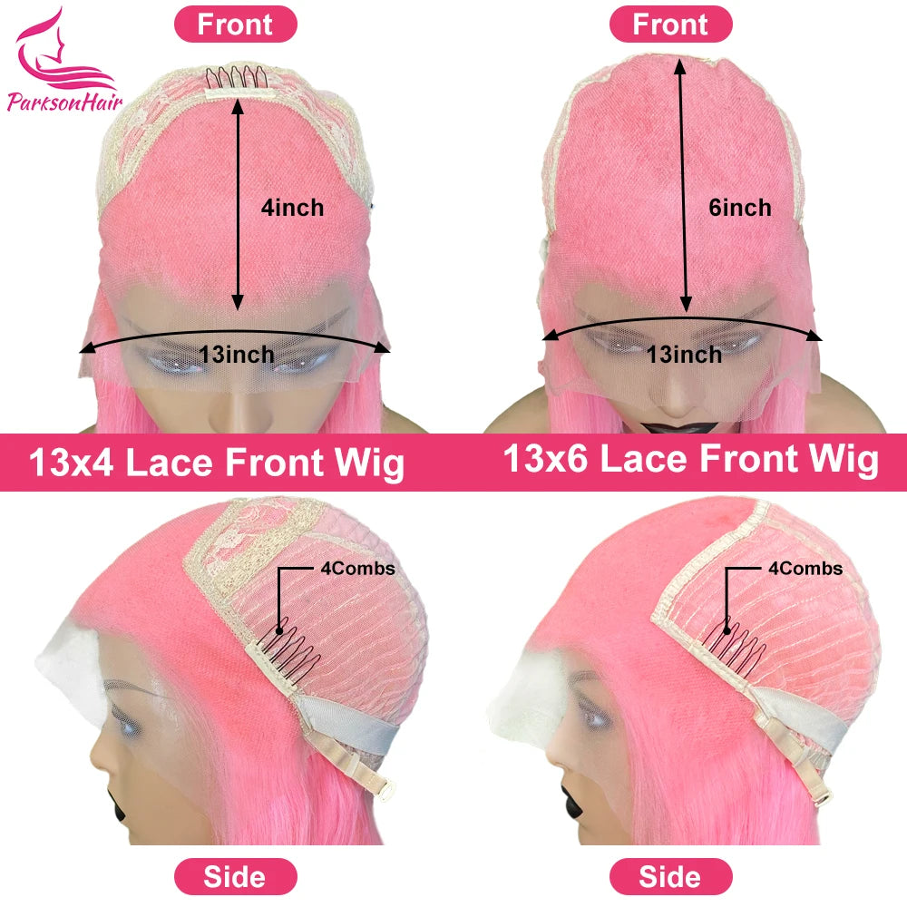 Highlight 13x6 13x4 Lace Front Wig 250 Density Remy Human Hair Wig For Women Ombre Pink Lace Frontal Human Hair Wigs Body Wave