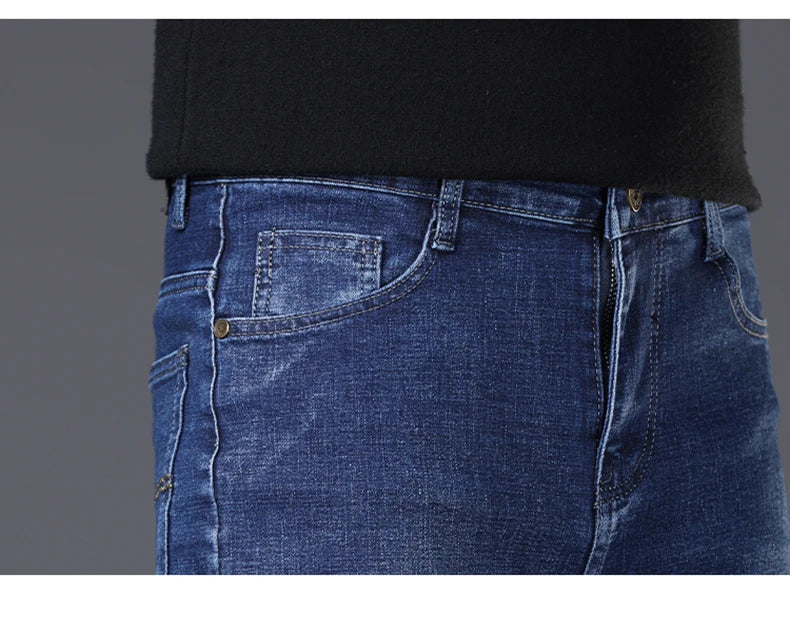 2024 Spring/Summer Men's Comfortable and Versatile Breathable Slim fit denim pants in three colors: straight leg thin pants