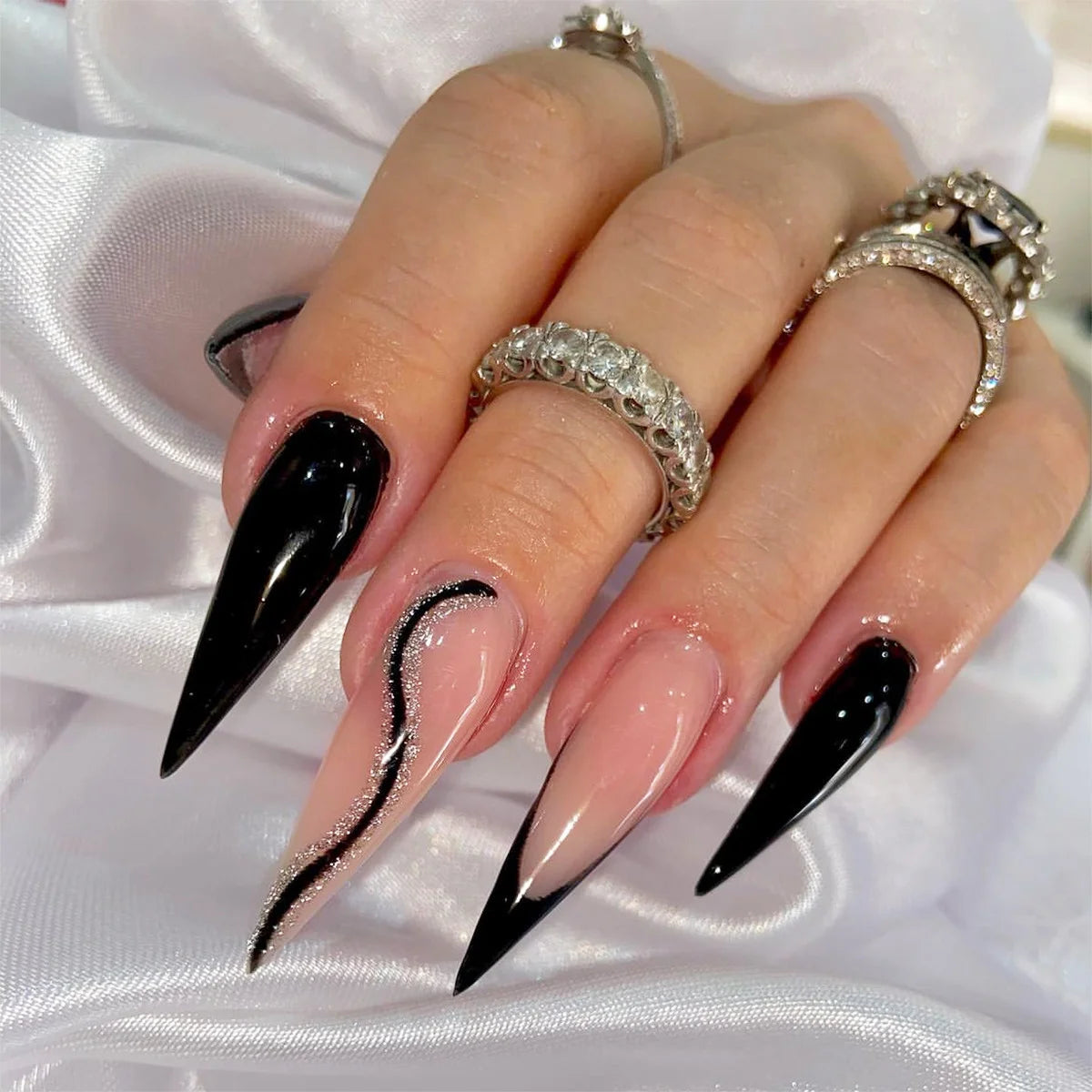 24pcs Long Pointed False Nails Solid Color Ins Simple Fake Nails Full Cover Wearable Artificial False Nail Patches Free Shipping