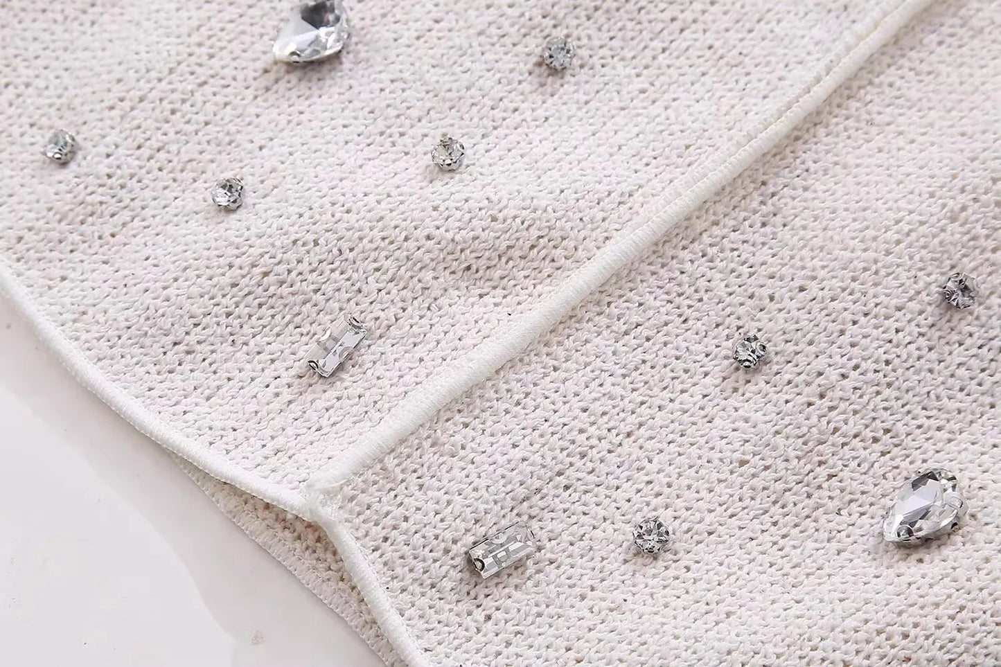 Weird Puss Diamond Women 2 Piece Set Luxury Knit Halter Backless Tank Tops+Shorts Casual Matching Streetwear Stretch Simple Suit