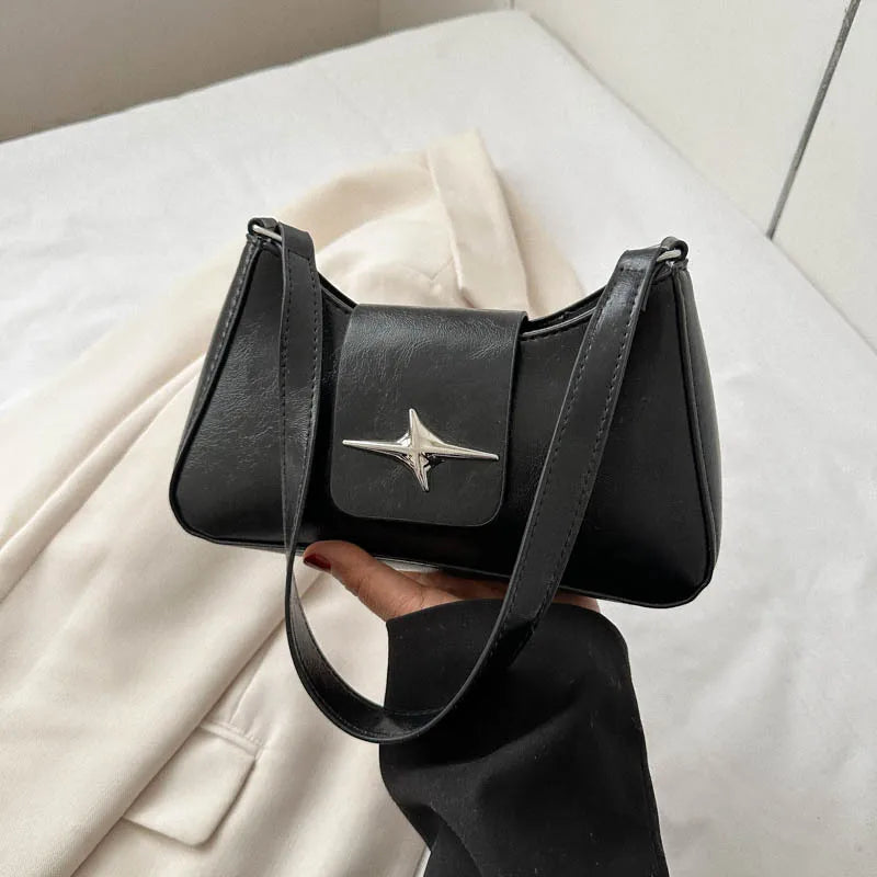 Solid color armpit bag, women's fashion new style | Casual texture shoulder bag, summer minimalist baguette bag