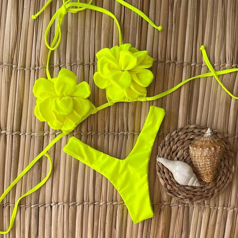 Sexy Floral Micro Bikini 2024 Women Swimsuit Female Swimwear Thong Bikinis Set Brazilian Beach Wear Bathing Suit Biquini