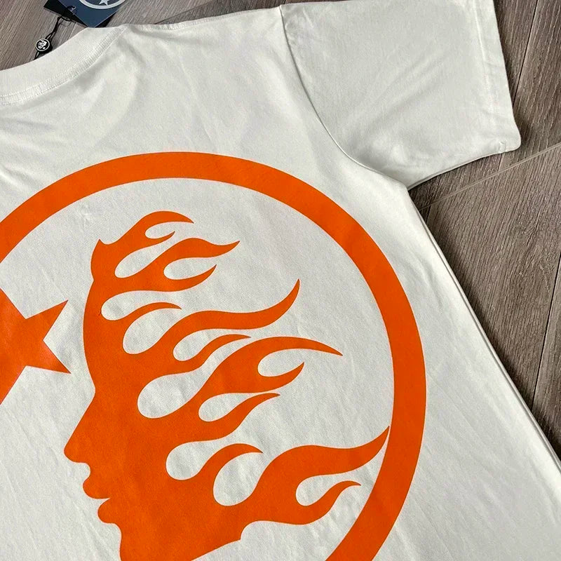 HS Gel Sport Logo Cotton wash short sleeve T-shirt European and American fashion