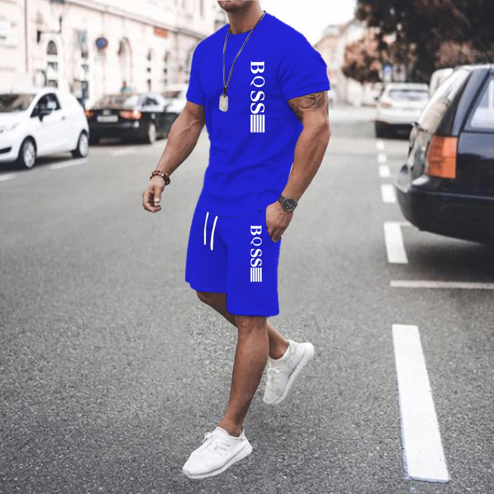 Men Sets 2 Piece Set T shirts Men Sport Set Casual Summer Clothing Y2K Tee Top Joggers Plaid Tshirt Men Shorts Outfit