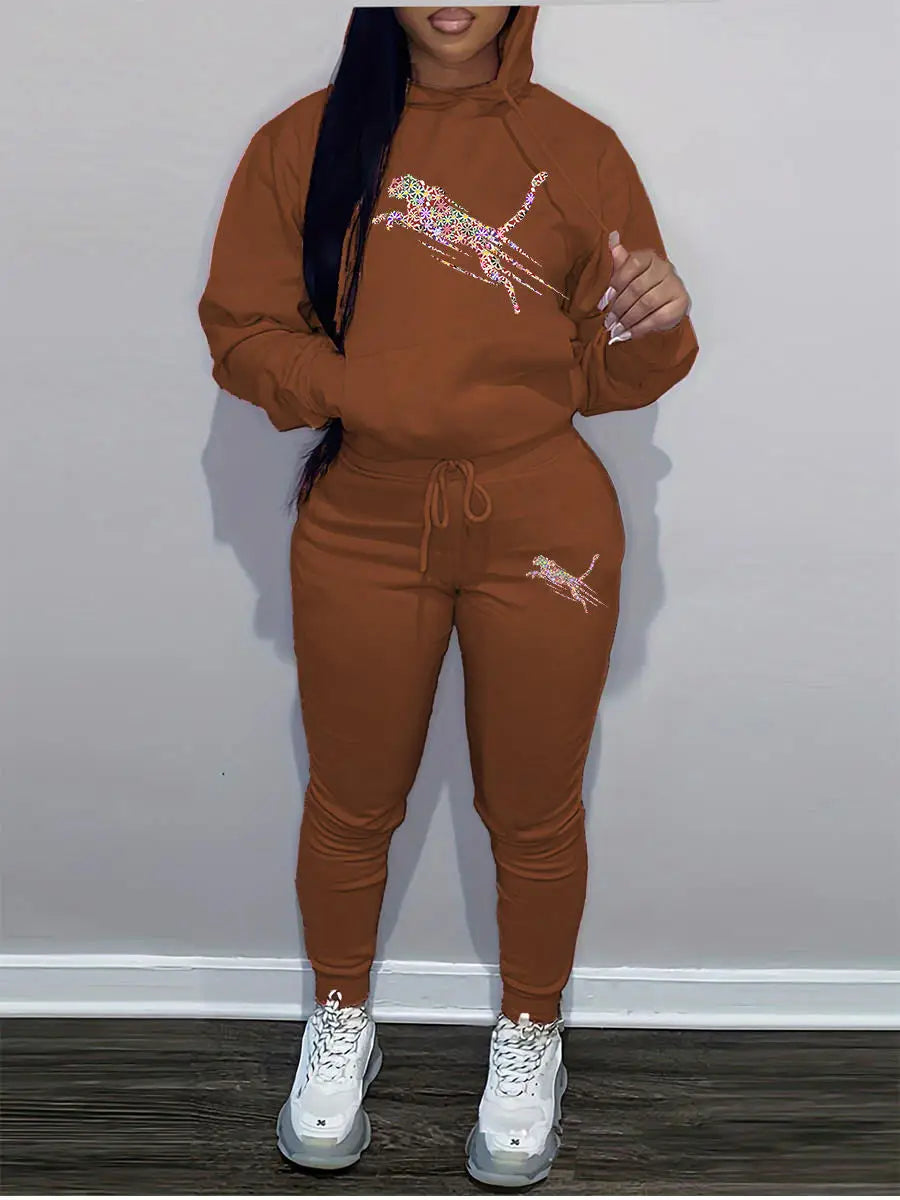 2025 New Ladies hoodies Track Suit Sportswear Sweatsuit Print Designer Sweatshirts sweatpants Hoodies Outfit Women pant Sets