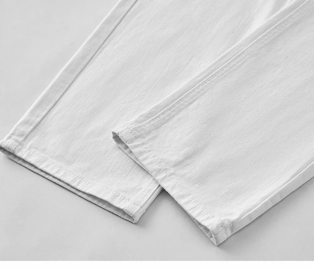 Denim White Jeans Elasticity Straight Slim Fit Casual Soft Business Classic Brand Trousers Fashion Advanced Stretch Denim Pants men
