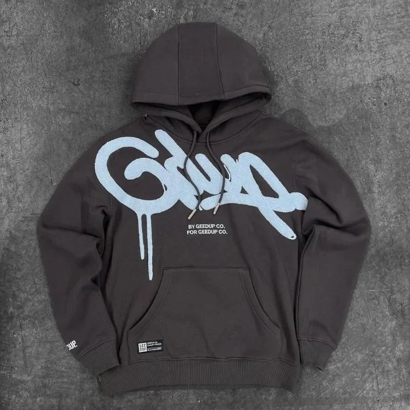 Y2K street style Fashion Letter Printing Cotton Hoodies Harajuku Hip Hop Punk Men Oversized Hoodies Sweatshirts Casual Jacket