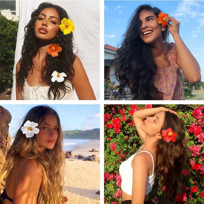 New 10cm Simulated Flower Hair Clip Headband Colorful Flower Swimsuit Tourist Beach Photography Hair Accessory for Beach Travel