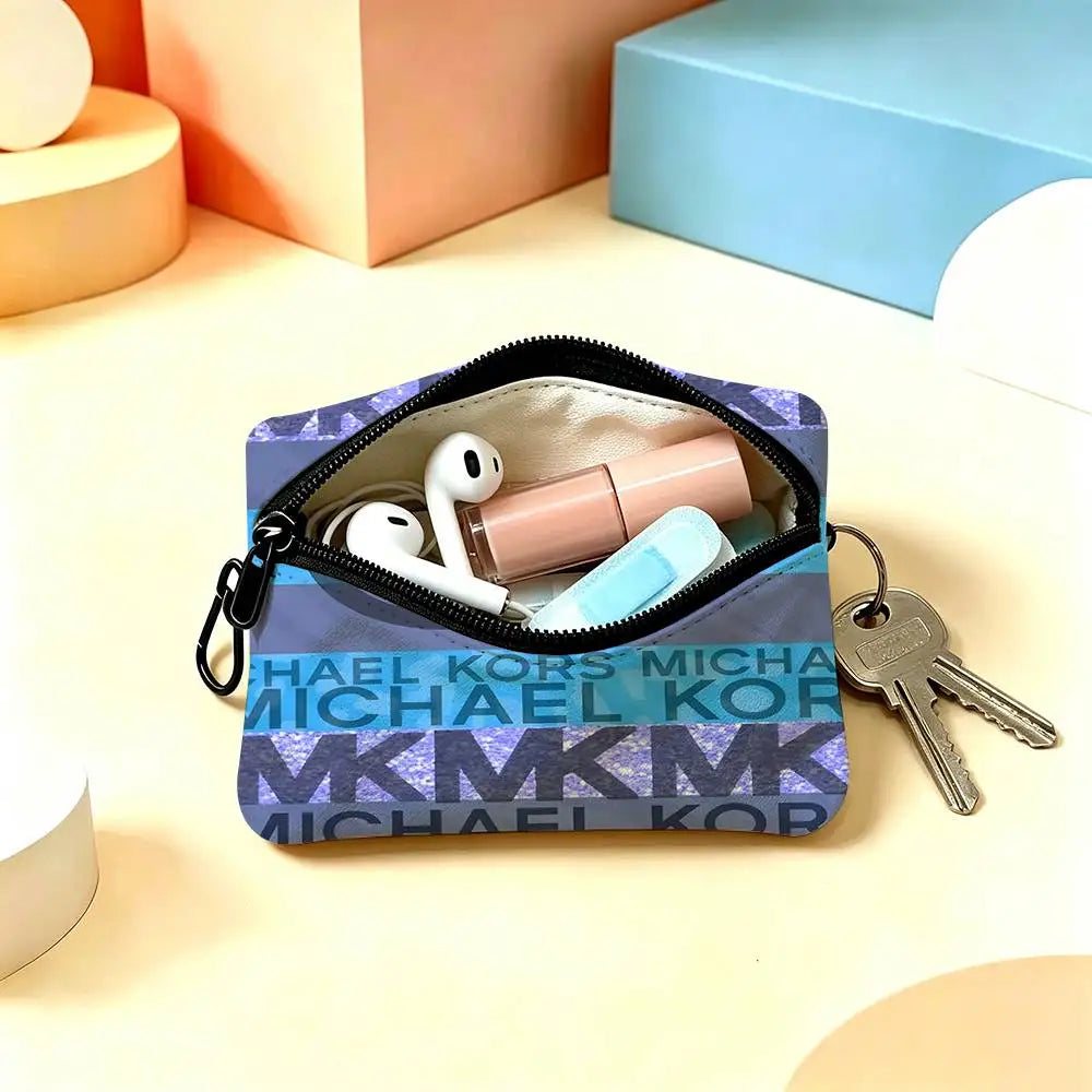 M-Michaels-Fashion-Kors Portable Oxford Fabric Mini Wallet Carabiner Design Small Coin Bag For Cards Keys Earphones