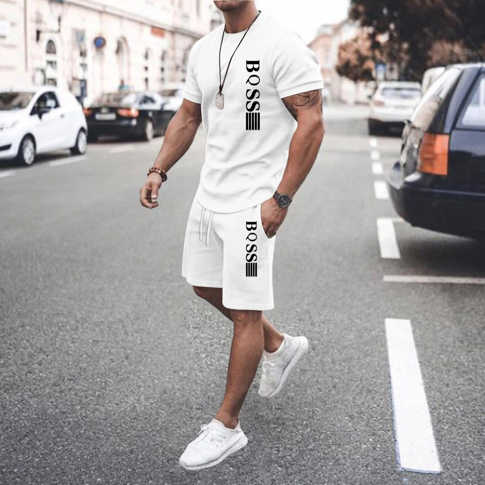 Men Sets 2 Piece Set T shirts Men Sport Set Casual Summer Clothing Y2K Tee Top Joggers Plaid Tshirt Men Shorts Outfit
