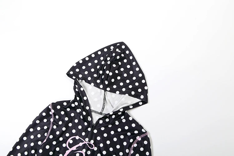 Weird Puss Polka Dot Letter Print 2 Piece Set Woman Tracksuit Trend Sexy Hooded Jacket+Pants Skinny Stretch Matching Streetwear