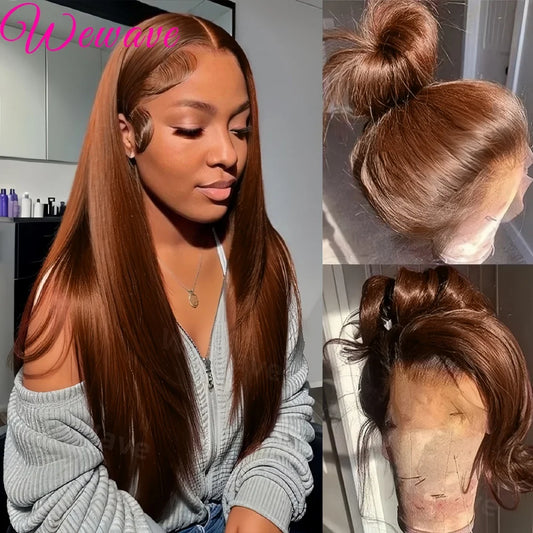 Bone Straight Chocolate Brown Lace Front Human Hair Wigs For Women Pre Plucked 13x4 13x6 Hd Transparent Colored Lace Frontal Wig