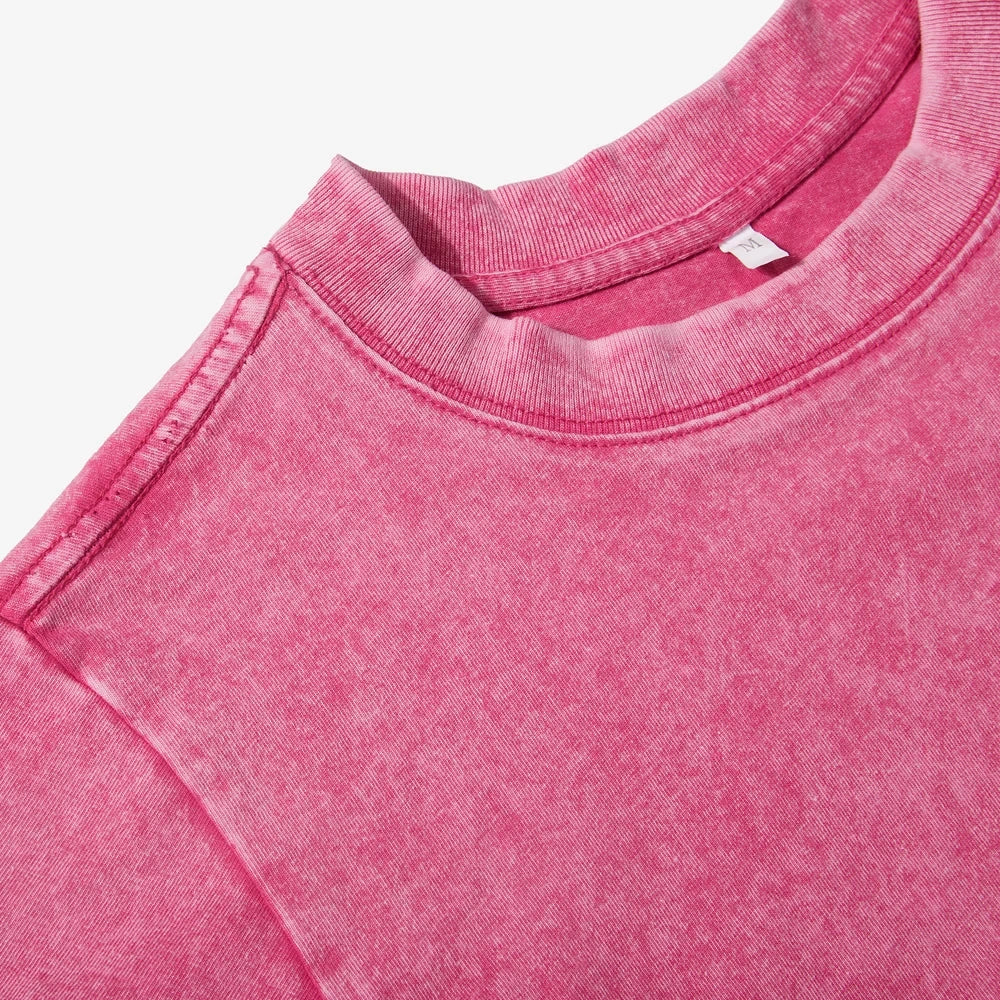 Slim Retro T-Shirt Solid Color Women Fashion Cotton Tee Tops Casual Sport Short Sleeve Cool Washed Streetwear For Female