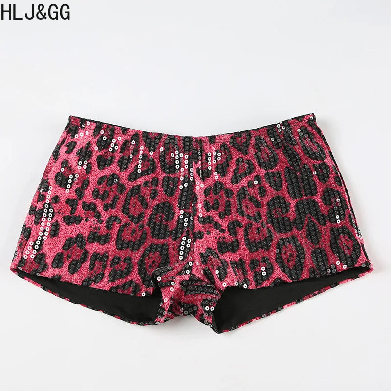 HLJ&GG Y2K Fashion Letter Printing Sequin Shorts Two Piece Sets Women Round Neck Short Sleeve Slim Crop Top And Shorts Outfits