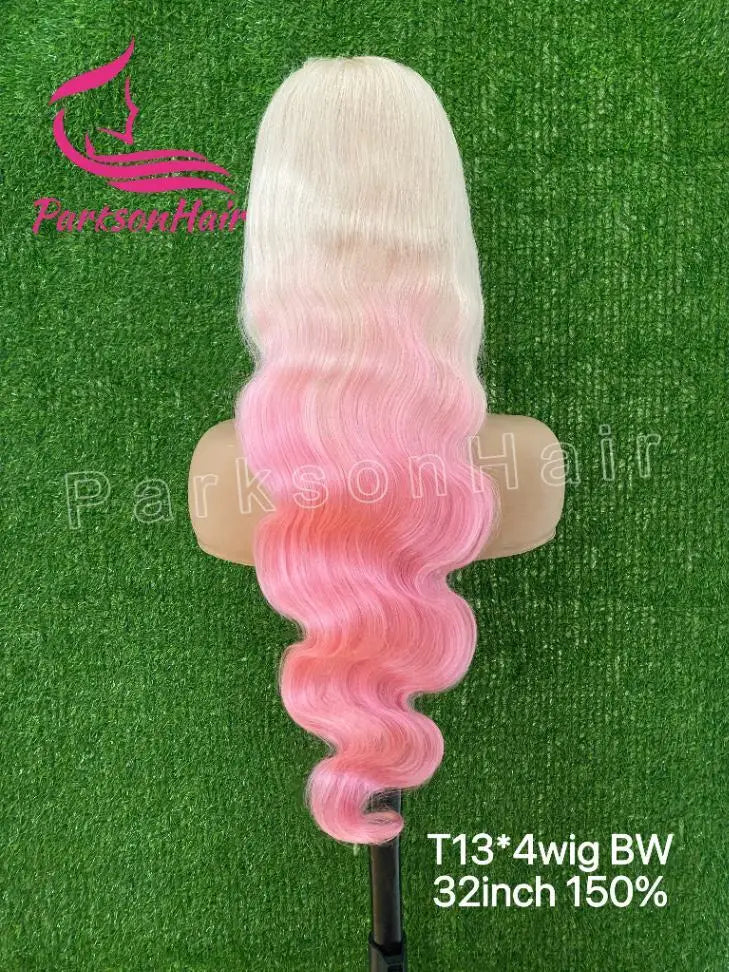 Highlight 13x6 13x4 Lace Front Wig 250 Density Remy Human Hair Wig For Women Ombre Pink Lace Frontal Human Hair Wigs Body Wave