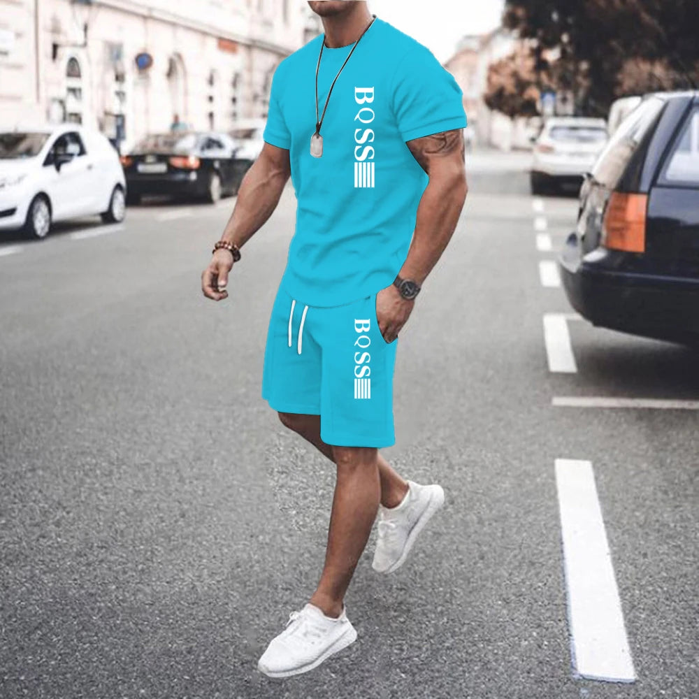 Men Sets 2 Piece Set T shirts Men Sport Set Casual Summer Clothing Y2K Tee Top Joggers Plaid Tshirt Men Shorts Outfit