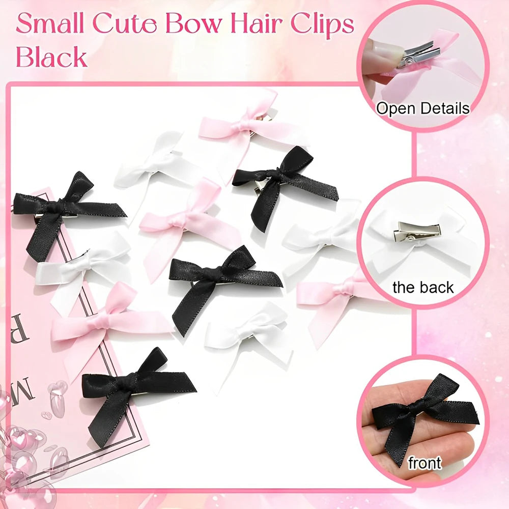 5-24Pcs Y2k Girls Bows Mini Hair Clips Metal Hairpin Headwear Barrette Handmade Ribbon Bow Bangs Clip Fashion Hair Accessories