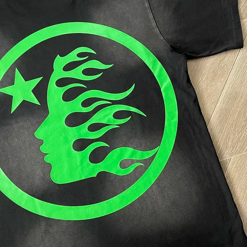 HS Gel Sport Logo Cotton wash short sleeve T-shirt European and American fashion