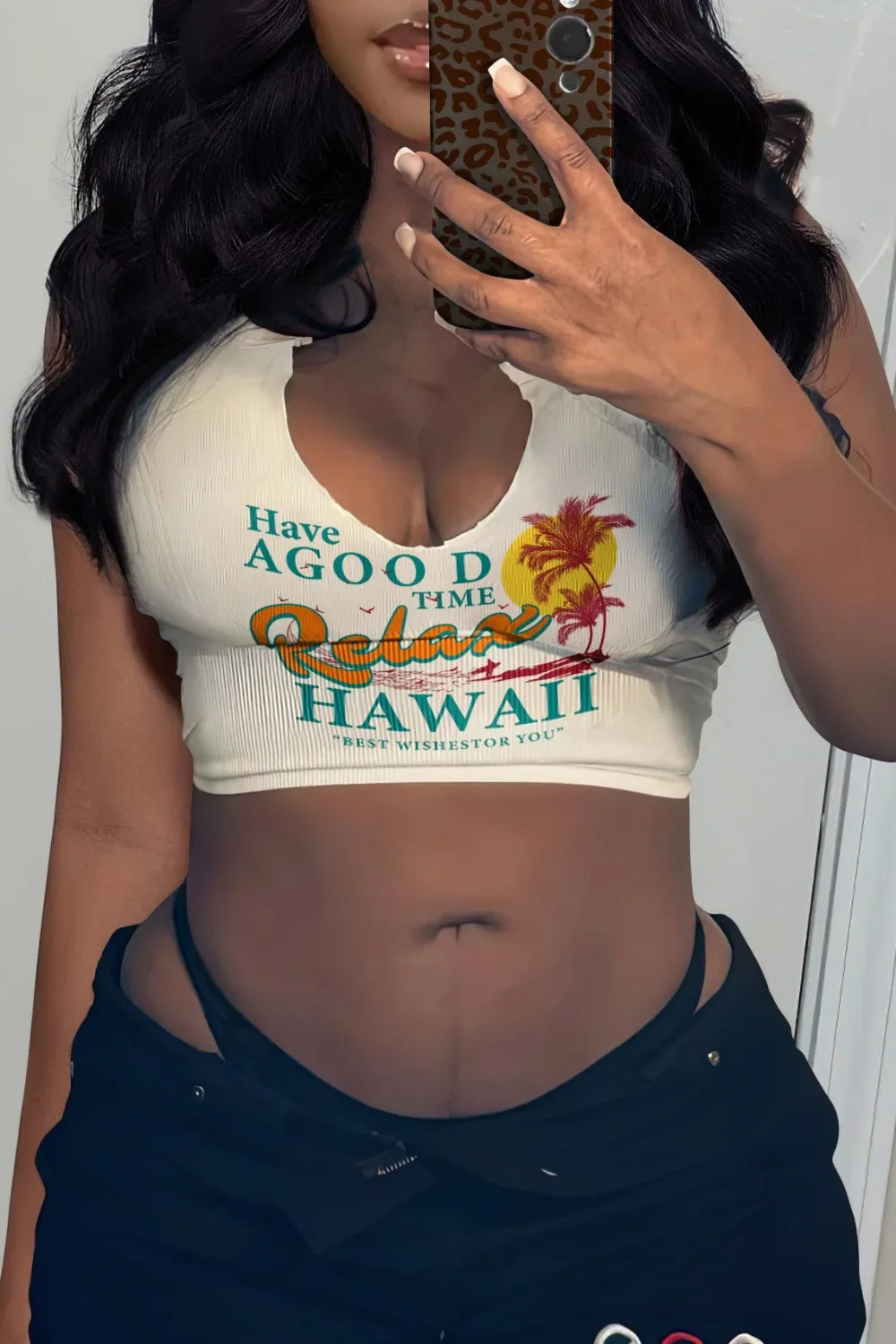 HLJ&GG 2024 INS Fashion Y2k T Shirts Letter Print Crop Tops Girls Streetwear Short Sleeve Slim-fit V-neck Tees T Shirt White New