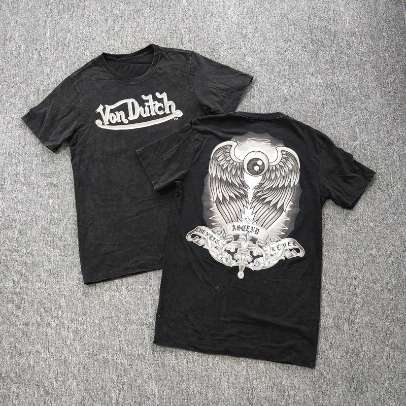 New Men Casual Round Neck Short Sleeve Pure Cotton T-Shirt Summer Vacation Top Funny Graphic Tees Y2K Street Wear