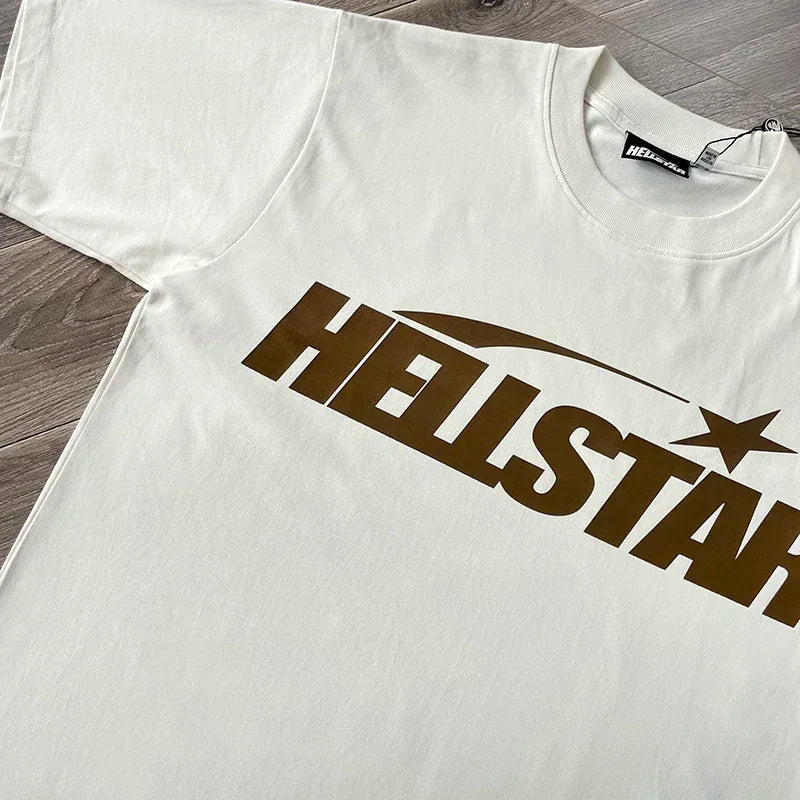 HS Gel Sport Logo Cotton wash short sleeve T-shirt European and American fashion