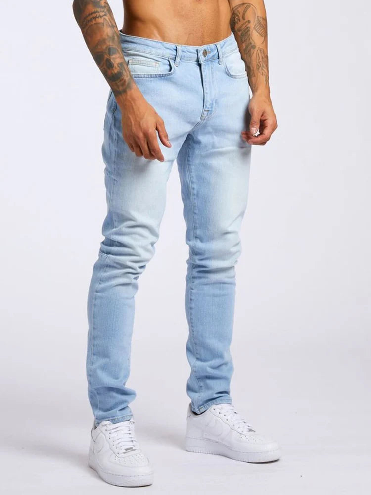 Jeans Elastic Skinny Solid Color Stretch Pencil Pants Slim Fit Denim Jeans Jogging Streetwear Cowboy Casual Trousers Blck, mens jeans