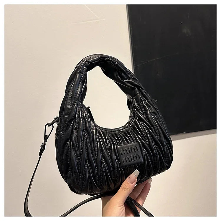 2025 New! Women's Niche Pleated Dumpling Bag – Mini Portable, Summer Trendy, Lightweight Fabric & Easy-Carry Messenger