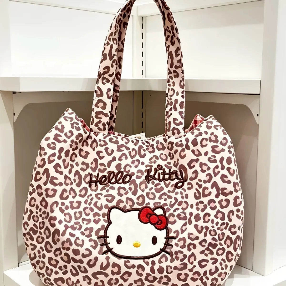 New Korean-inspired Leopard Print Embroidered Briefcase for Office Shopping Commuting and Versatile Wrist Bag