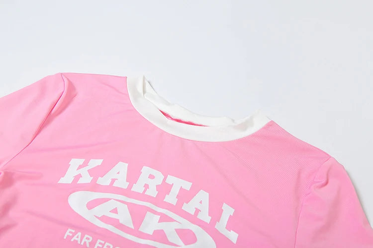 Weird Puss Activity 2piece Set Women Tracksuit Shorts Sleeve Crop Tops+Biker Shorts Letter Print Matching Street Stretch Suits