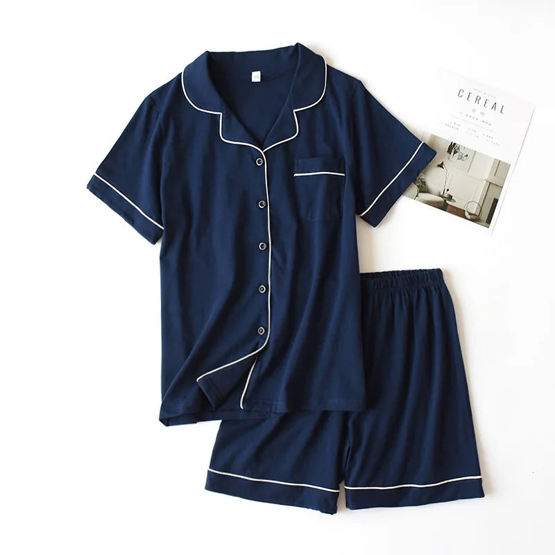 Cotton Shorts Pajamas Set for Women Sleepwear Short-sleeved Spring and Summer Home Suit Pyjamas Women Homewear Clothes