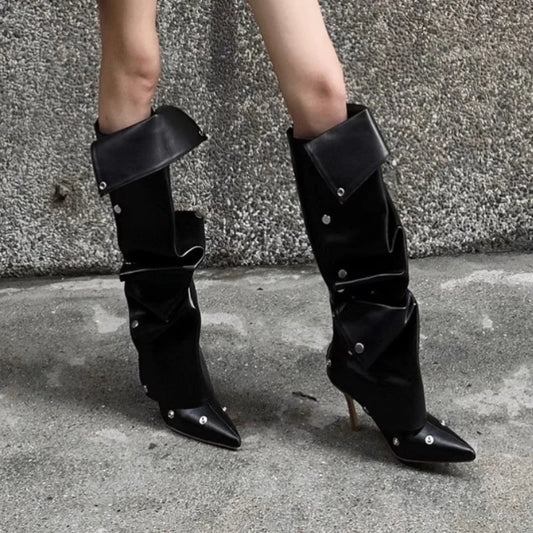 2025 Winter Sexy Pointed Toe Women's Knee-High Boots New Fashion Ladies High Heels Comfortable Warm Over-the-Knee High Boots