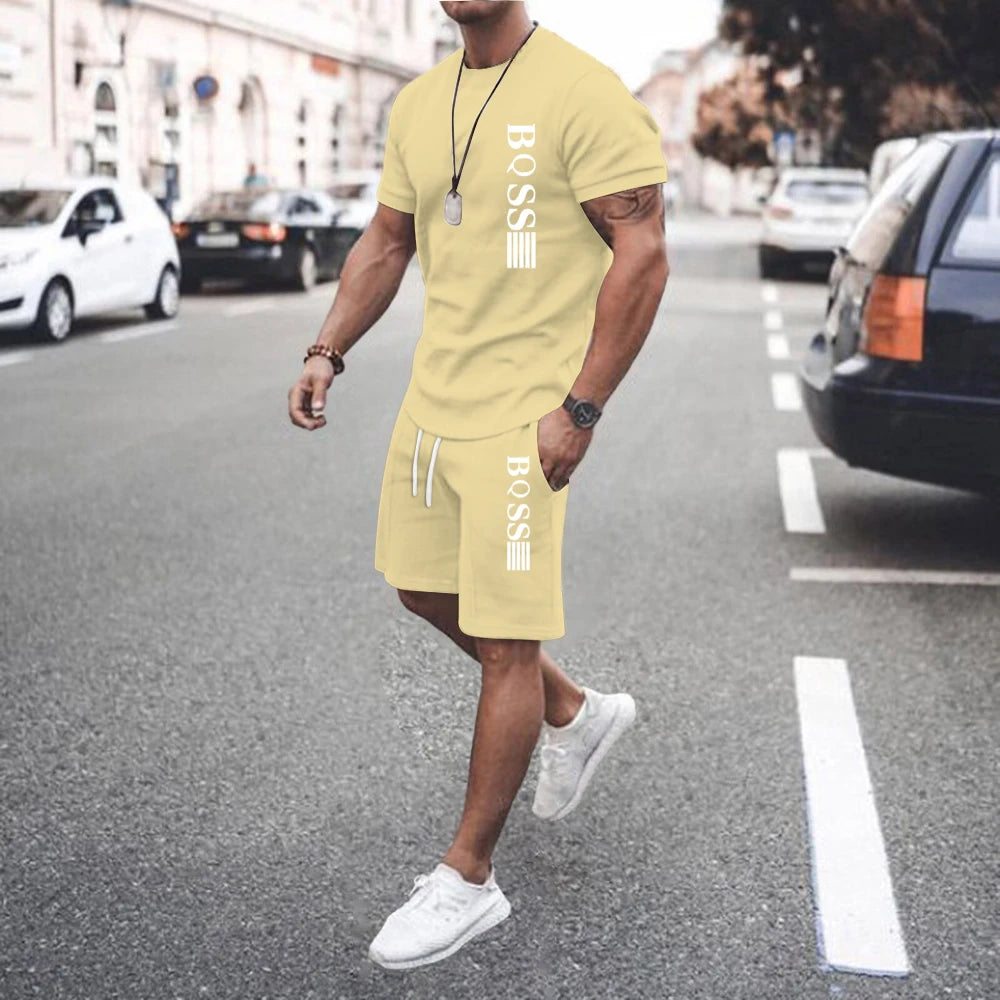 Men Sets 2 Piece Set T shirts Men Sport Set Casual Summer Clothing Y2K Tee Top Joggers Plaid Tshirt Men Shorts Outfit