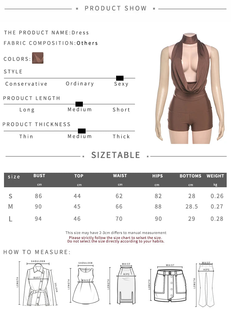 Weird Puss Sexy 2 Piece Set Women 2025 Summer Halter Backless Lace Swing Collar Crop Top+Shorts Matching The Banquet Outfits