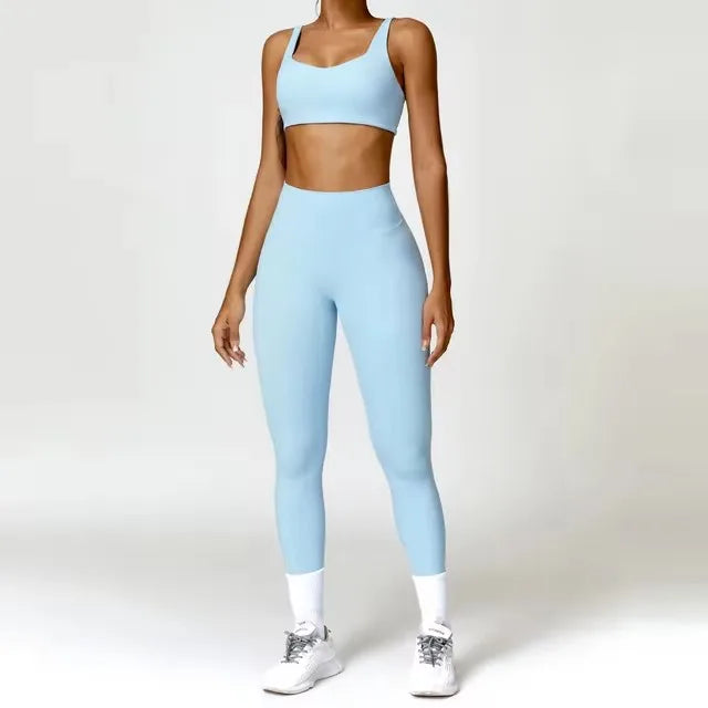 2PCS Yoga Suit Sports Set Women Quick-Drying Gym Set Women Tracksuit Running Workout Long Sleeve Sports Shirt Yoga Clothing